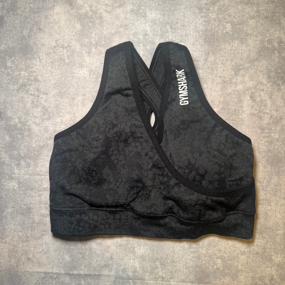 Gymshark Adapt Animal Seamless Sports Bra Black Grey Leopard Small GLSB4248-BK